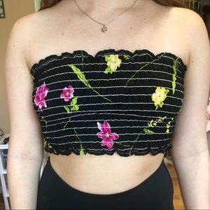 black floral tube top
